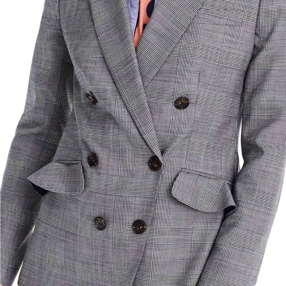J. Crew women Checkered Gray Double-Breasted Blazer